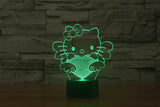 3D 7 Color Hello Kitty Illusion Lamp V2 with Remote Control