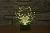 3D 7 Color Hello Kitty Illusion Lamp V2 with Remote Control