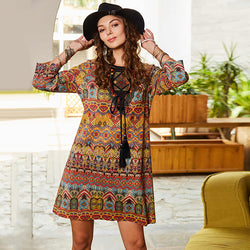 Boho Folk Inspired Geometric Dress