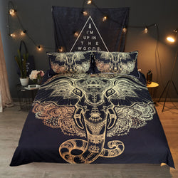 Tribal Elephant Pillow And Bed Cover Set