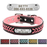 Personalized Embroidered Leather Dog Collar With Custom Name Tags!